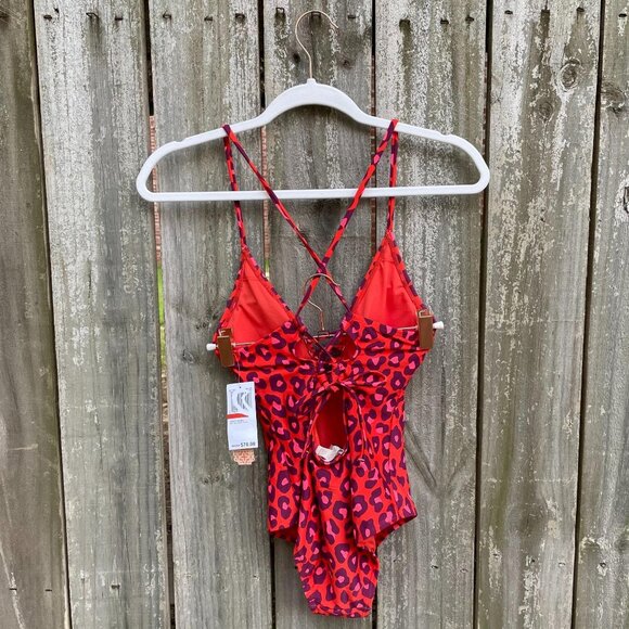 GB Gianni Bini Party Animal Print One Piece Swimsuit Size XS Strappy Back New - Picture 3 of 10